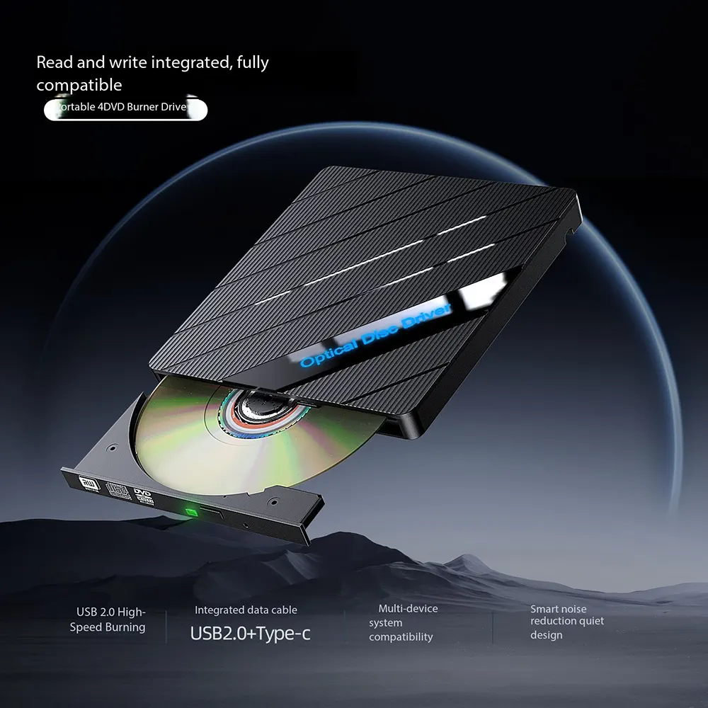 7-in-1 External Optical Drive with Colored Lights