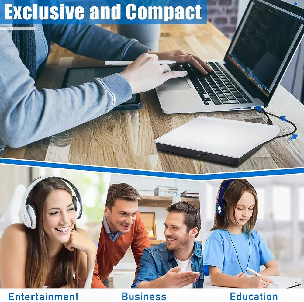External DVD Drive for Laptops, USB Portable